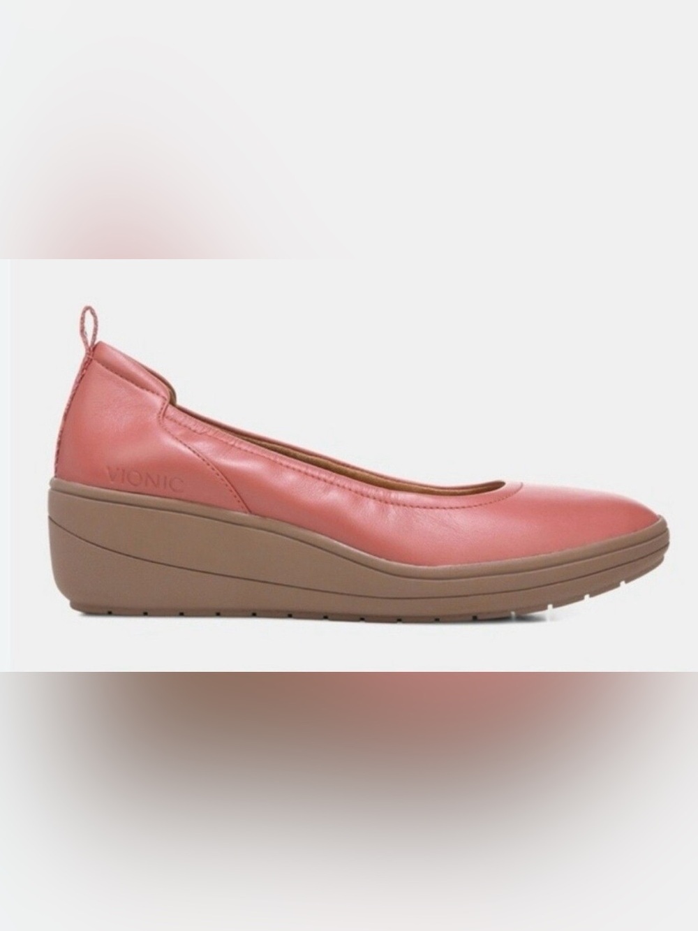 Vionic Jacey Wedge Slip On Ballet Shoes Women 7.5 Pink Leather Platform Comfort